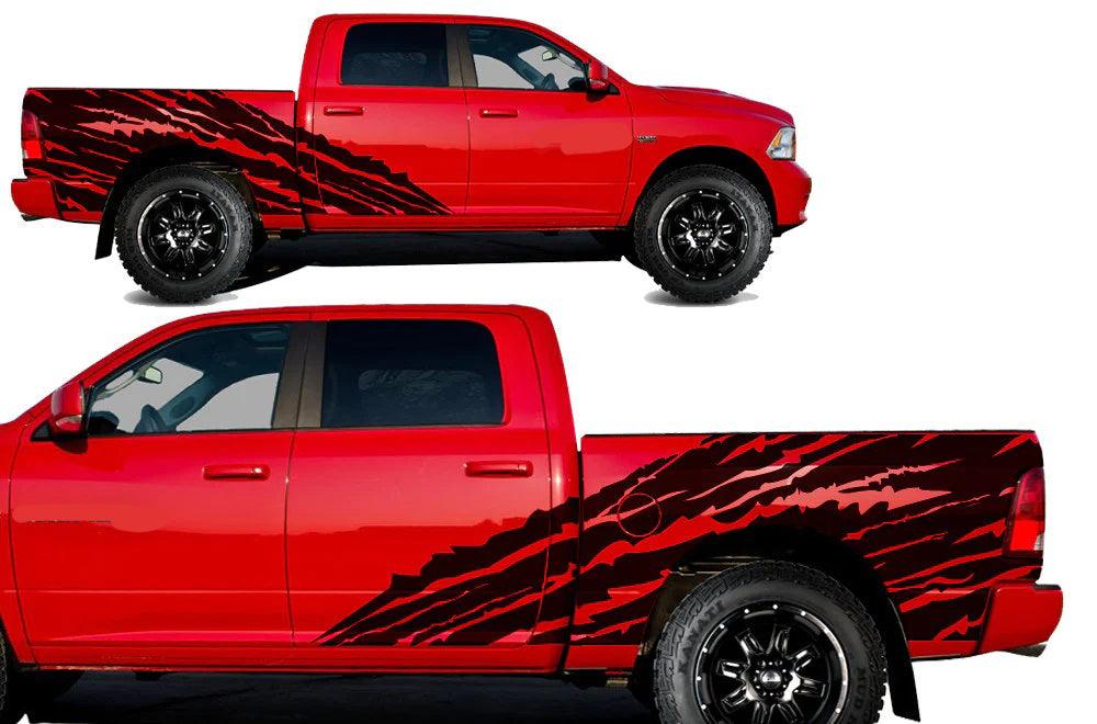 Dodge Ram Torn Bed Decals (Pair) : Vinyl Graphics Kit Fits (2009-2018)