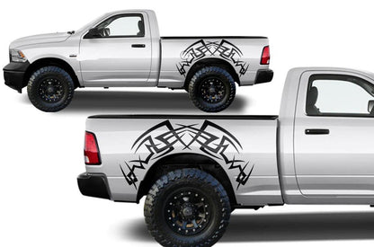 Dodge Ram Tribe Style Bed Decals (Pair) : Vinyl Graphics Kit Fits (2009-2018)