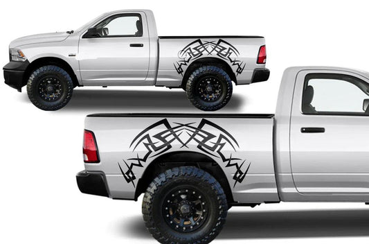 Dodge Ram Tribe Style Bed Decals (Pair) : Vinyl Graphics Kit Fits (2009-2018)
