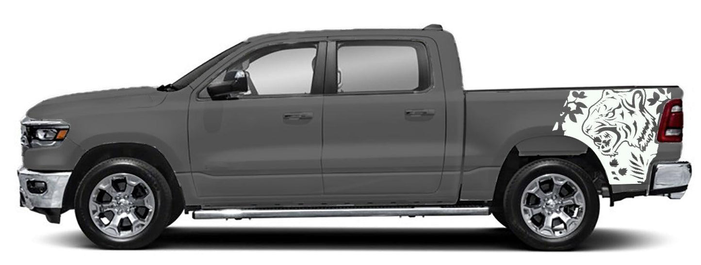 Dodge Ram 1500/2500 (2019-2023) Custom Vinyl Decals, Graphics and Stickers - Tiger Bed Decal (Pair) - Jkprostickers