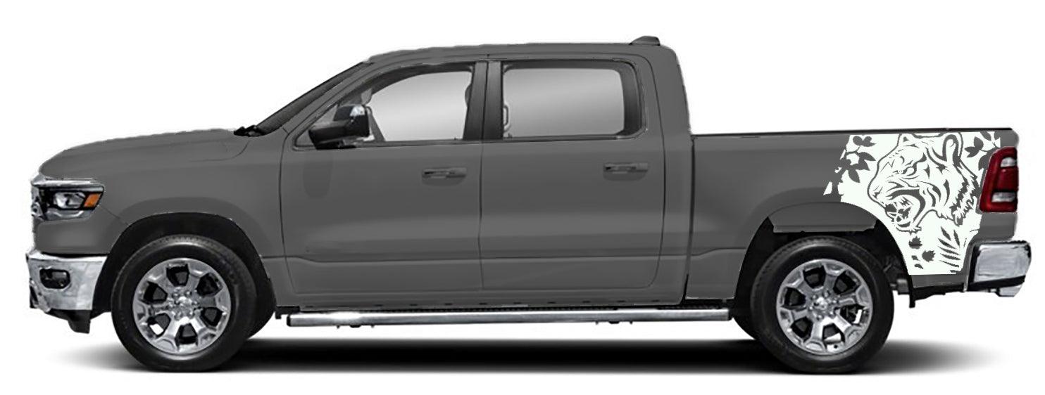 Dodge Ram 1500/2500 (2019-2023) Custom Vinyl Decals, Graphics and Stickers - Tiger Bed Decal (Pair) - Jkprostickers