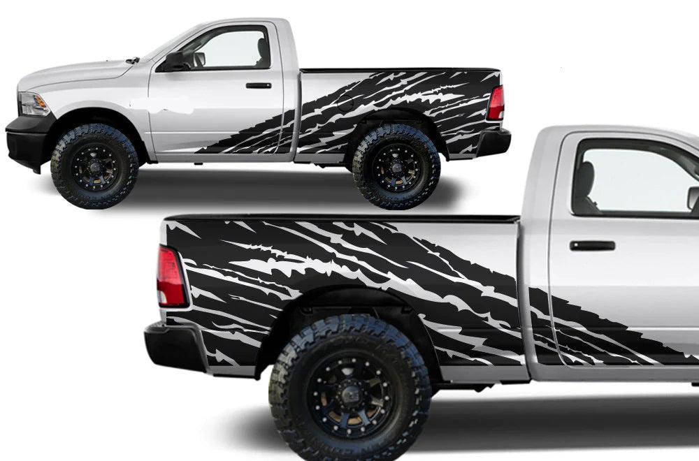Dodge Ram Half Side Torn Decals (Pair) : Vinyl Graphics Kit Fits (2009-2018)