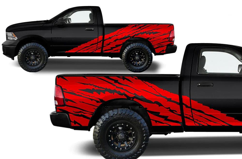 Dodge Ram Half Side Torn Decals (Pair) : Vinyl Graphics Kit Fits (2009-2018)