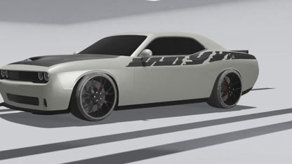 Dodge Challenger Destroyed Strips Side Decals (Pair) : Vinyl Graphics Kit Fits (2008-2023)