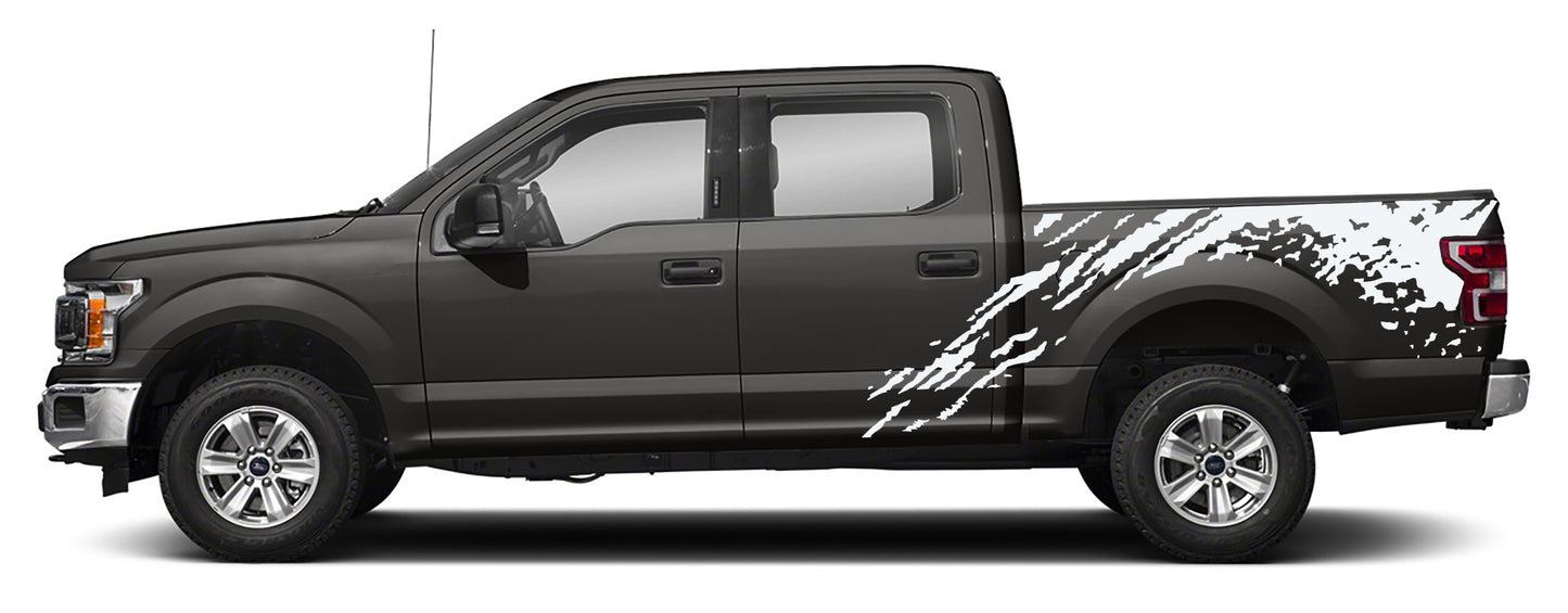 Ford F-150 Mud Splash Bed Decals (Pair) : Vinyl Graphics Kit Fits (2015-2020)