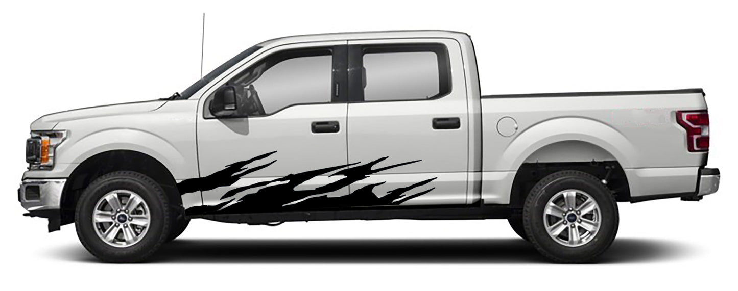Ford F-150 Brush Rocker Stripes Decals (Pair) : Vinyl Graphics Kit Fits (2015-2020)