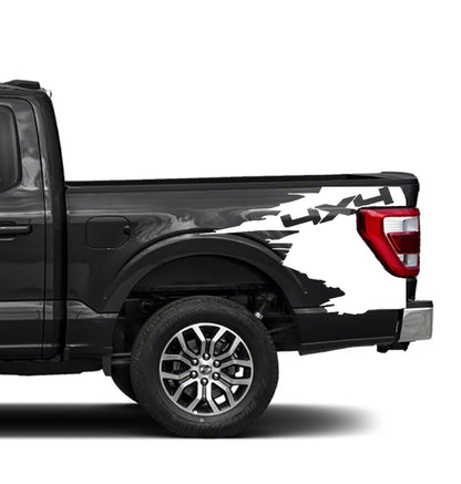 Ford F-150 4x4 Bed Decals (Pair) : Vinyl Graphics Kit Fits (2021-2023)