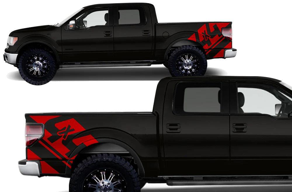 Ford F-150 (2009-2014) | Custom Decals, Graphics and Stickers - 4X4 Bed Kit - Jkprostickers