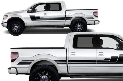 Ford F-150 Rally Stripes Side Decals (Pair) : Vinyl Graphics Kit Fits (2009-2014)