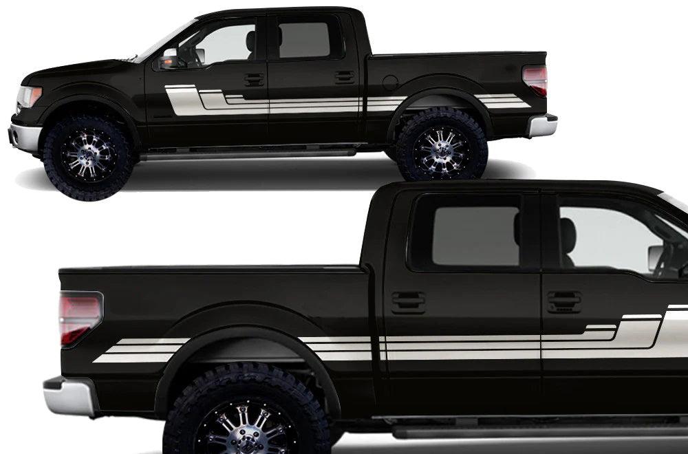 Ford F-150 (2009-2014) | Custom Decals, Graphics and Stickers - Rally Stripe Kit - Jkprostickers