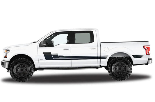 Ford F-150 Rally Stripes Decals (Pair) : Vinyl Graphics Kit Fits (2015-2020)