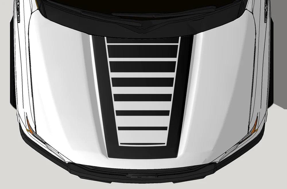 Ford F-150 Strobe Style Hood Decal : Vinyl Graphics Kit Fits (2015-2020)