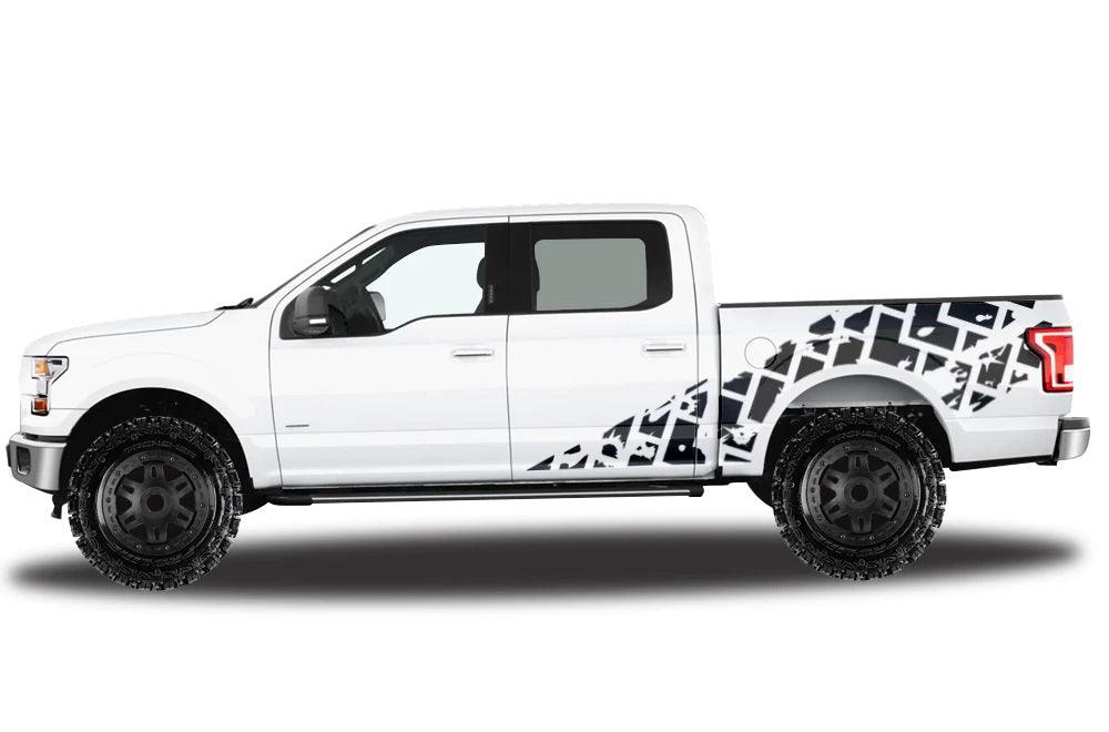 Ford F-150 Tire Track Side Decals (Pair) : Vinyl Graphics Kit Fits (2015-2020)