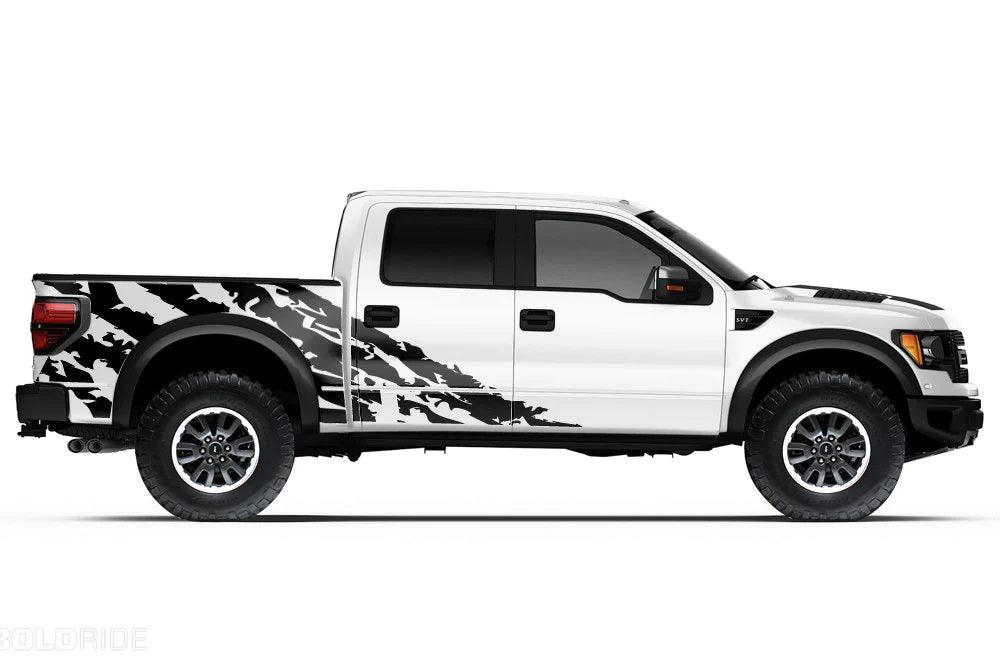 Ford F-150 SVT Raptor Shred Bed Decals (Pair) : Vinyl Graphics Kit Fits (2010-2014)