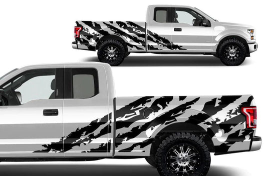 Ford F-150 Shredded Side Decals (Pair) : Vinyl Graphics Kit Fits (2015-2020)
