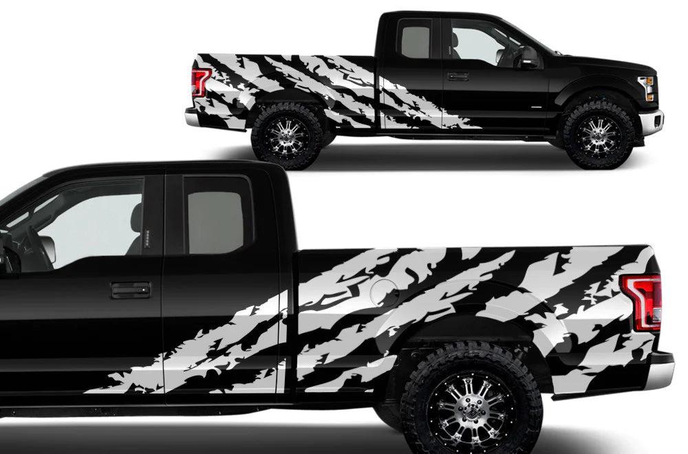 Ford F-150 SuperCab (2015-2020) | Custom Decals, Graphics and Stickers - Shredded Decal Kit - Jkprostickers