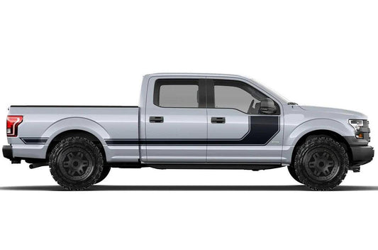 Ford F-150 Hockey Rally Stripes Decals (Pair) : Vinyl Graphics Kit Fits (2015-2020)