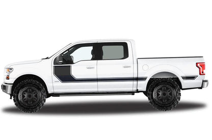 Ford F-150 Hockey Rally Stripes Decals (Pair) : Vinyl Graphics Kit Fits (2015-2020)