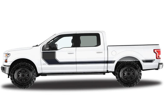 Ford F-150 Hockey Rally Stripes Decals (Pair) : Vinyl Graphics Kit Fits (2015-2020)