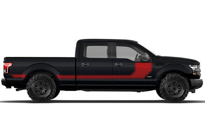 Ford F-150 SuperCrew (2015-2020) | Custom Decals, Graphics and Stickers - Hocky Rally Stripes Kit - Jkprostickers