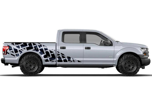 Ford F-150 Tire Track Side Decals (Pair) : Vinyl Graphics Kit Fits (2015-2020)