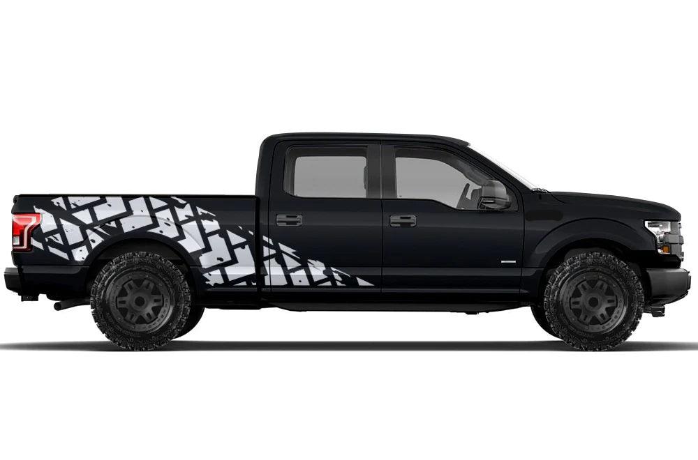 Ford F-150 SuperCrew (2015-2020) | Custom Decals, Graphics and Stickers - Tire Track Decal Kit - Jkprostickers