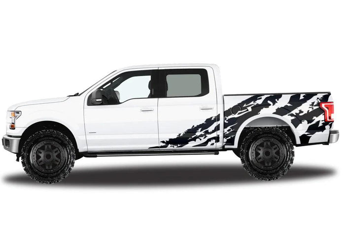 Ford F-150 Shredded Side Decals (Pair) : Vinyl Graphics Kit Fits (2015