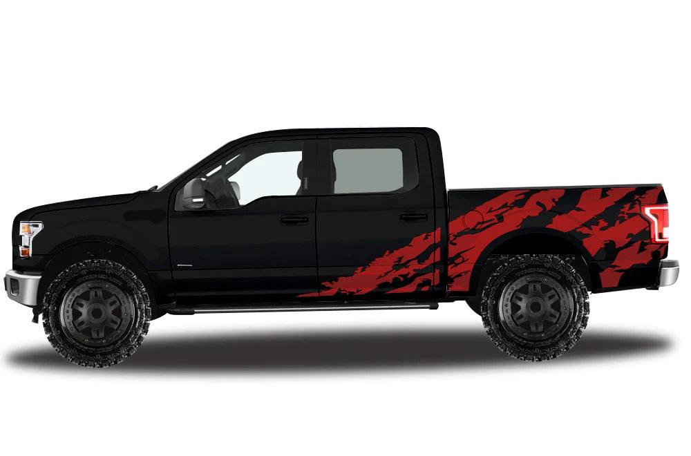Ford F-150 SuperCrew (2015-2020) | Custom Decals, Graphics and Stickers - Shredded Bed Kit - Jkprostickers