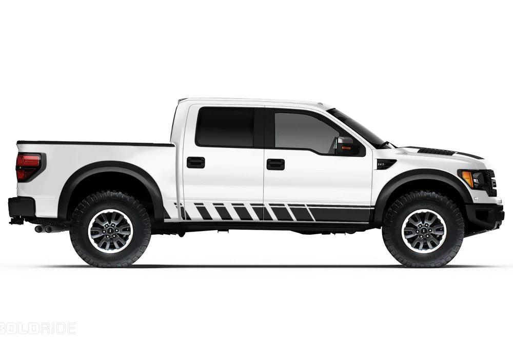 Ford F-150 SVT Raptor Rocker Panel Stripes Decals (Pair) : Vinyl Graphics Kit Fits (2010-2014)