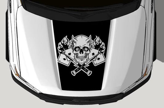 Ford F-150 Gambler Skull Hood Decal : Vinyl Graphics Kit Fits (2015-2020)