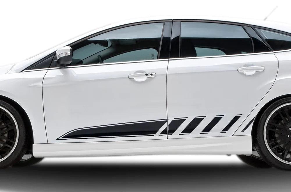 Ford Graphics Rocker Panel Decals Ford Focus Rocker Panel Stripes Decals (Pair) : Vinyl Graphics Kit Fit