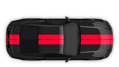 Ford Mustang (2005 to 2022) Custom Decals, Graphics and Stickers - Dual Full Body Racing Stripes - Jkprostickers