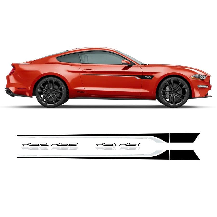 Ford Mustang (2015-2022) Custom Decals, Graphics and Stickers - Roush Side Door Stripes - Jkprostickers
