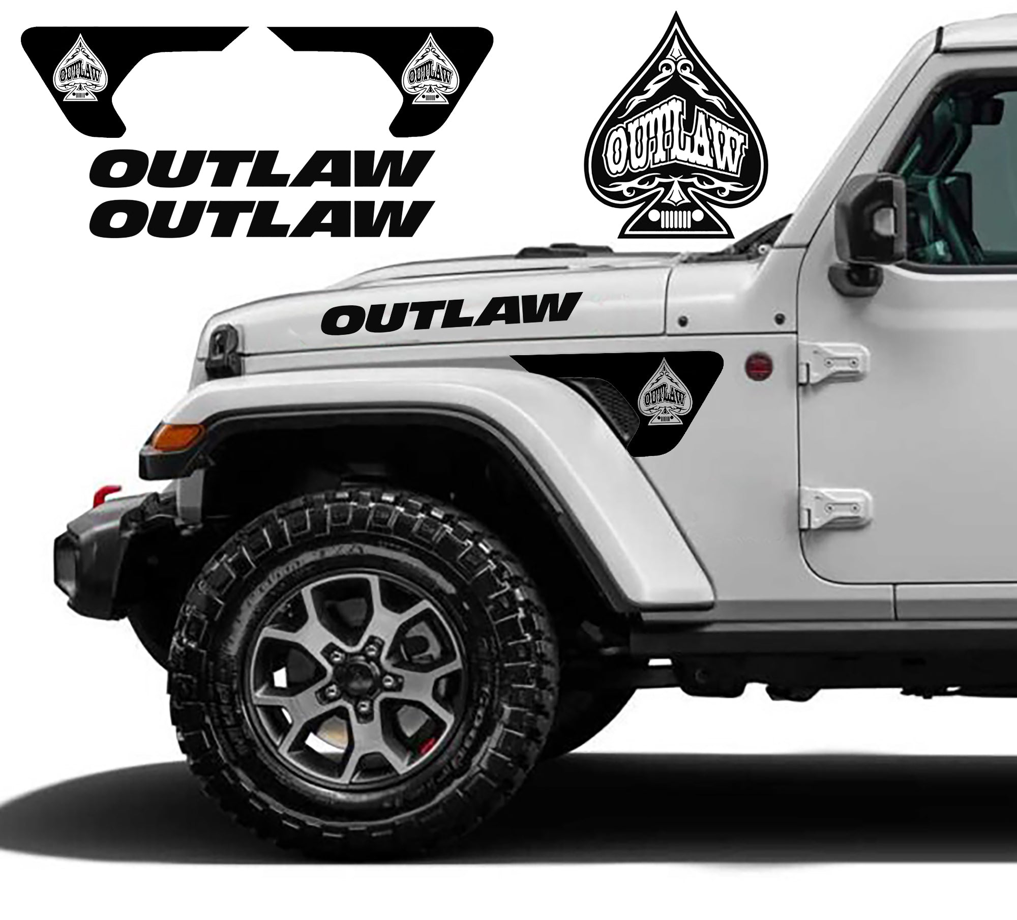 Jeep Wrangler JL Outlaw Fender and Hood Decals (Pair) : Vinyl Graphics ...