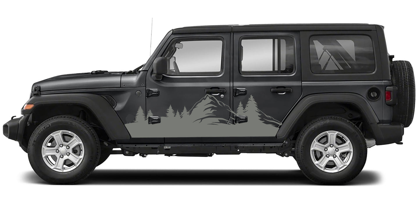 Forest Adventure Mountain side graphics gray for jeep wrangler jl