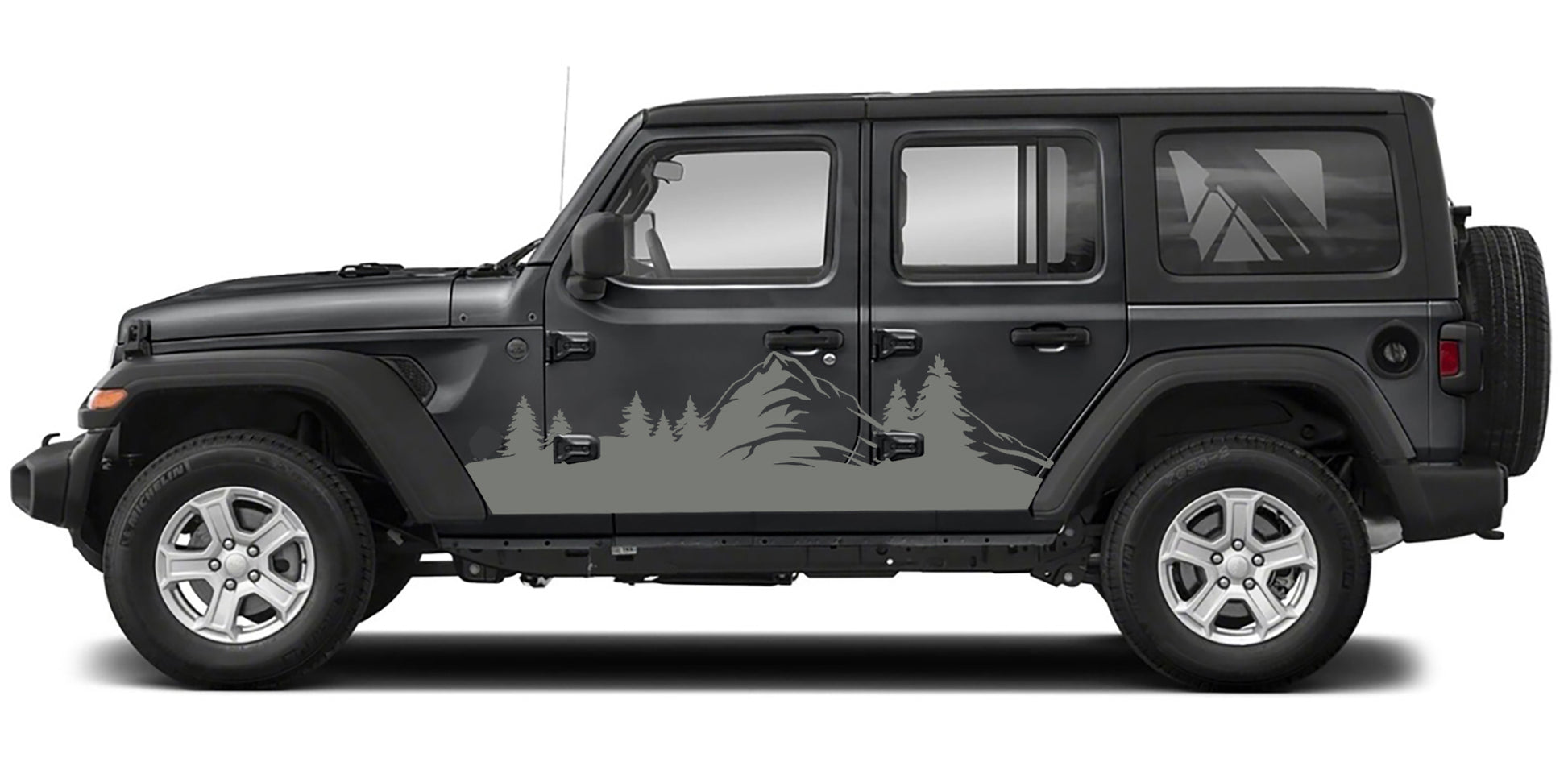 Forest Adventure Mountain side graphics gray for jeep wrangler jl
