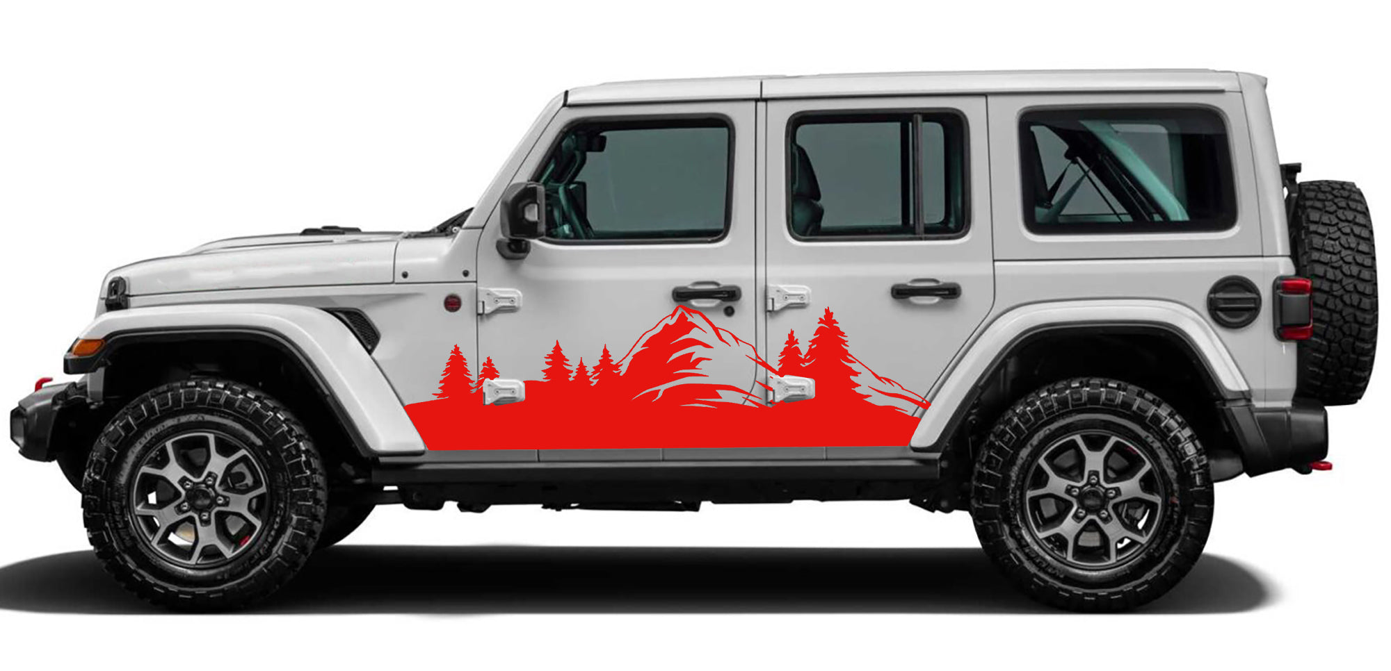 Forest Adventure Mountain side graphics red for jeep wrangler jl