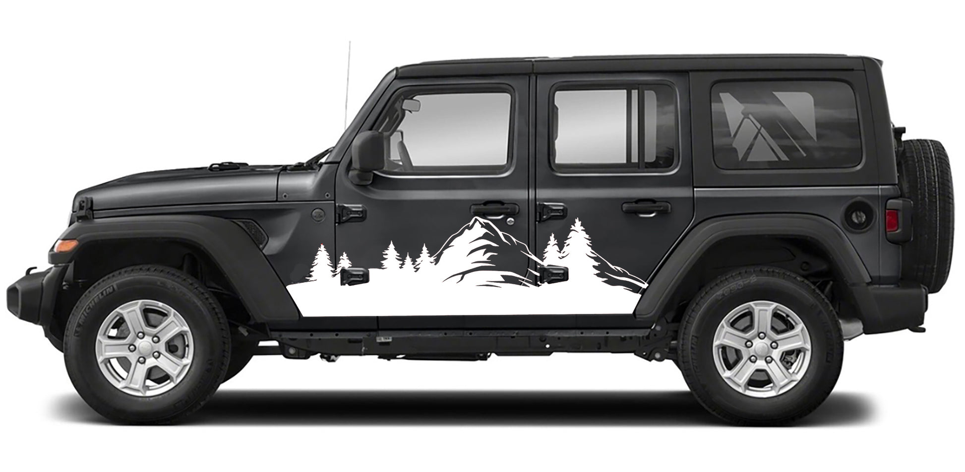 Forest Adventure Mountain side graphics white for jeep wrangler jl