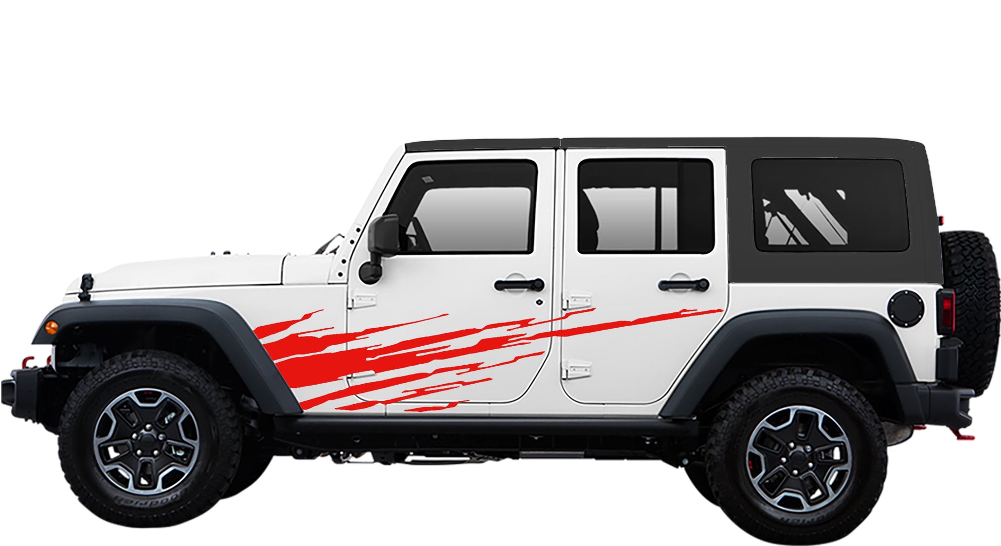 Mud splash side  graphics decal kit for jeep wrangler jk Red