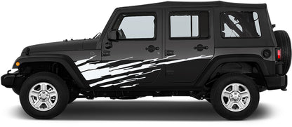 Mud splash side  graphics decal kit for jeep wrangler jk White