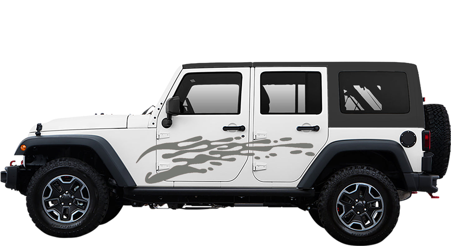 Gray Side Drip Decal Graphics kit for jeep wrangler jk