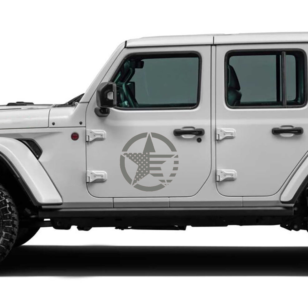 american Flag Star Decal gray for jeep wrangler jl