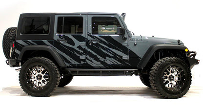    jeep_wrangler_2007-2022_custom_vinyl_wrap_shred_style_side_decal_kit_black