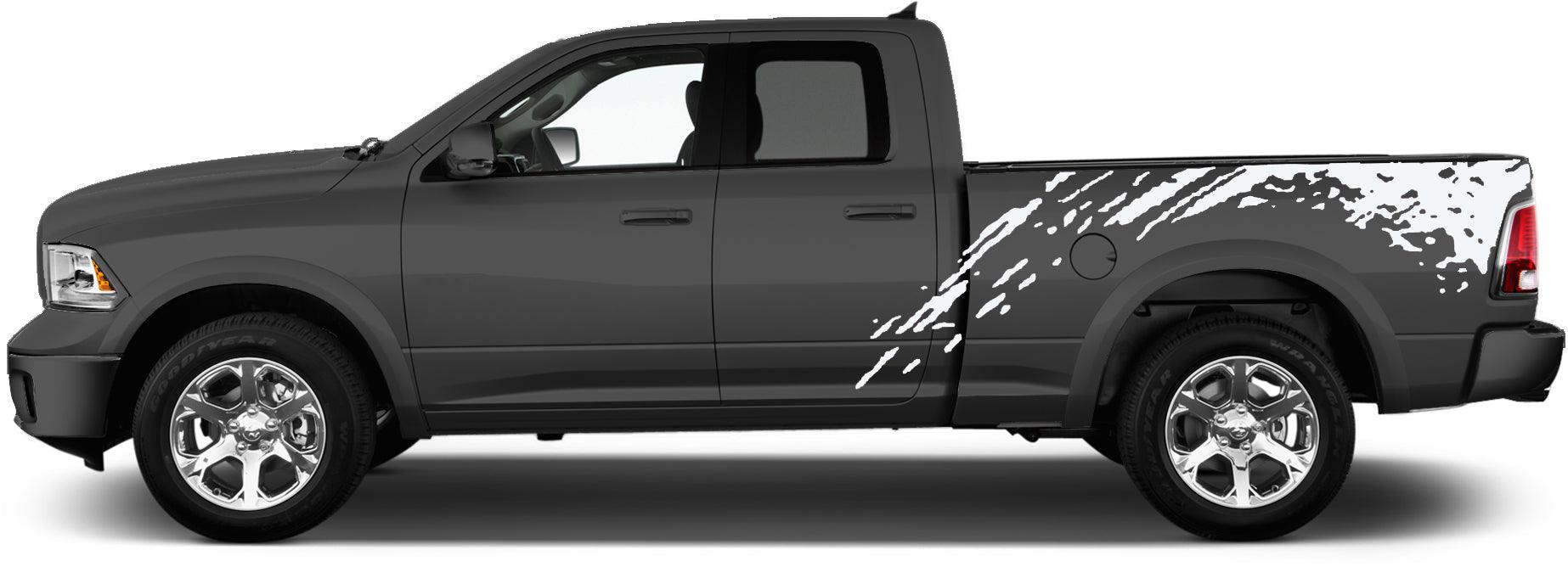 Dodge Ram 1500/2500/3500 (2009-2018) Custom Vinyl Decals, Graphics and Stickers - Mud Splash Bed Decal (Pair) - Jkprostickers