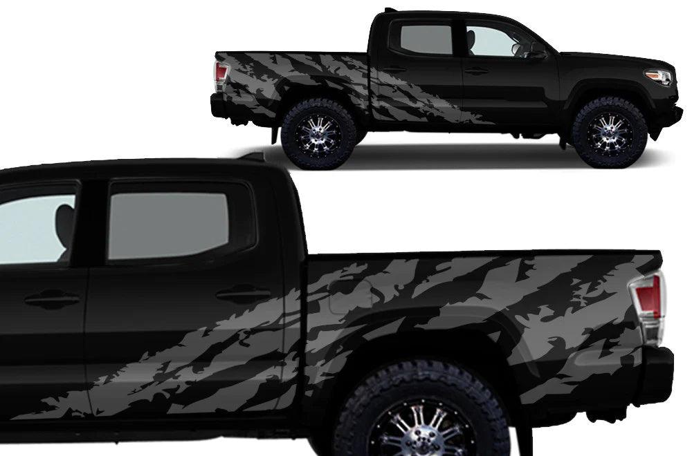 Toyota Tacoma 4Door Short Bed (2016-2022) Vinyl Graphics Decals and Stickers - Shred Style Bed Decal - Jkprostickers