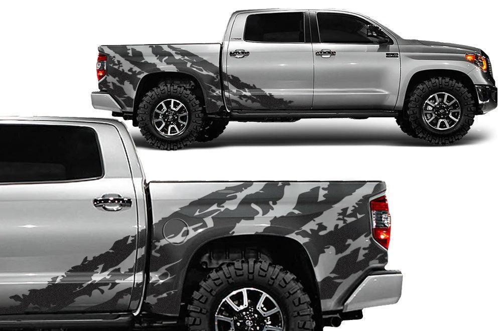 Toyota Tundra Shredded Side Decals (Pair) : Vinyl Graphics Kit Fits (2014-2021)