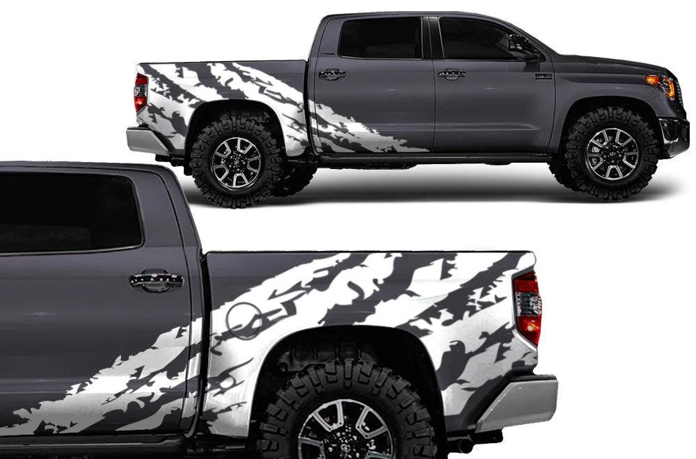 Toyota Tundra CrewMax (2014-2021) Auto Vinyl Graphics Decals and Stickers - Shredded Side Kit - Jkprostickers