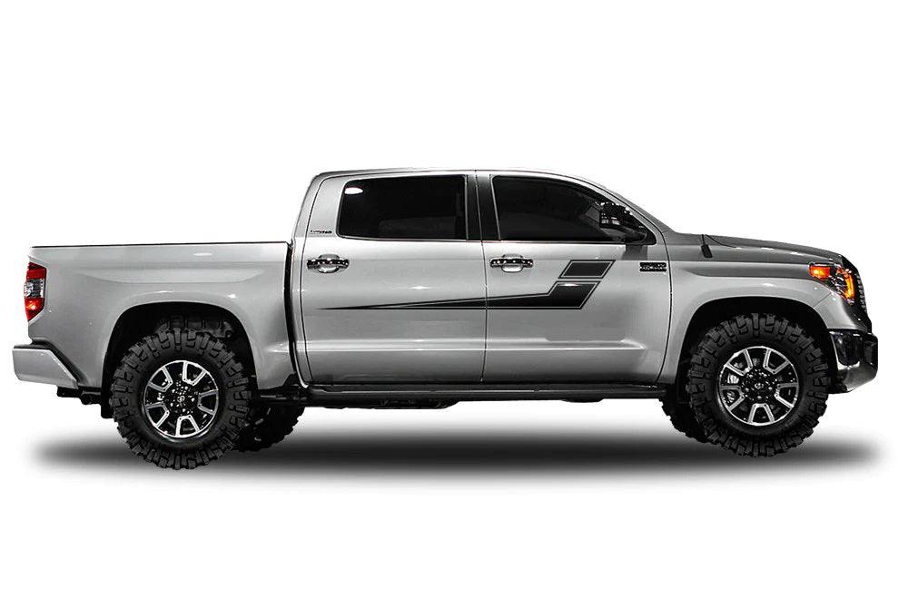 Toyota Tundra Side Hockey Stripes Decals (Pair) : Vinyl Graphics Kit Fits (2014-2021)